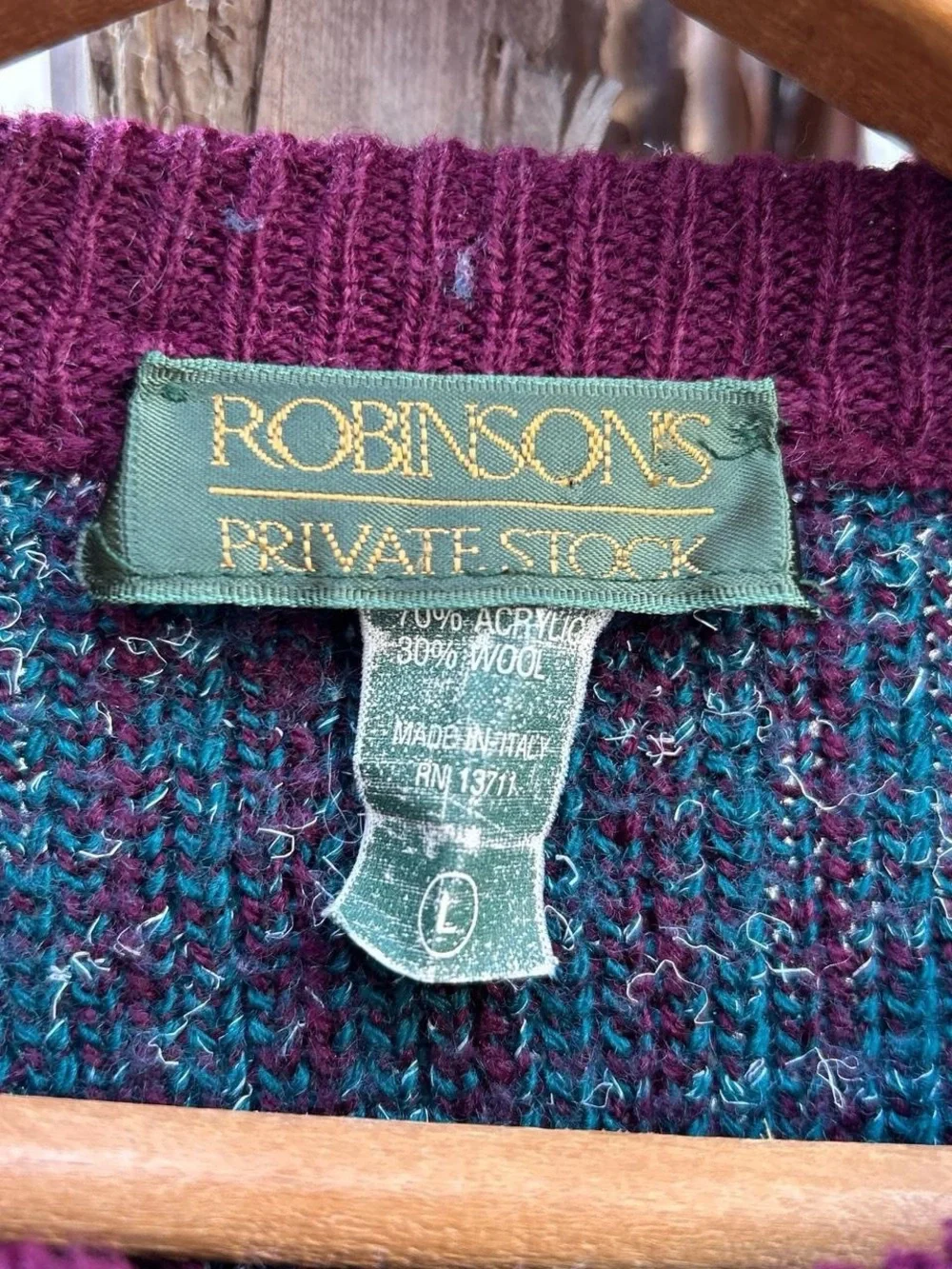 Vintage 90s Robinson’s Private Stock Italy Wool Knit Sweater L 24.5x24
